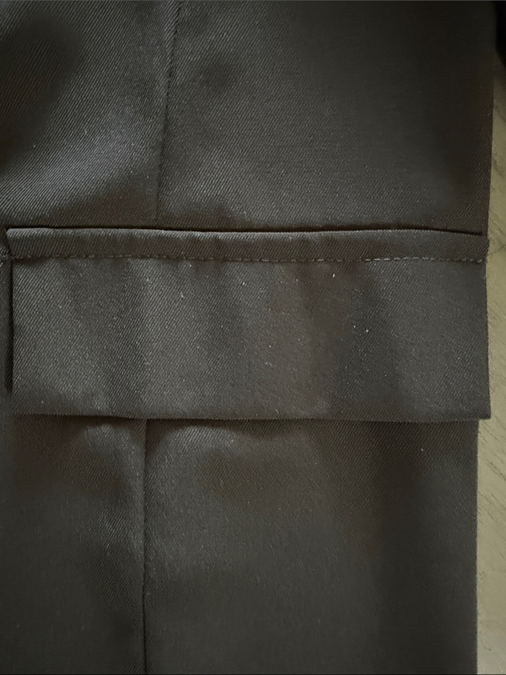Black Double-Breasted Blazer with Plaid Cuff Trim - Picture 9 of 16